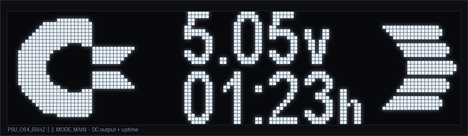 Main screen — DC voltage and session hours